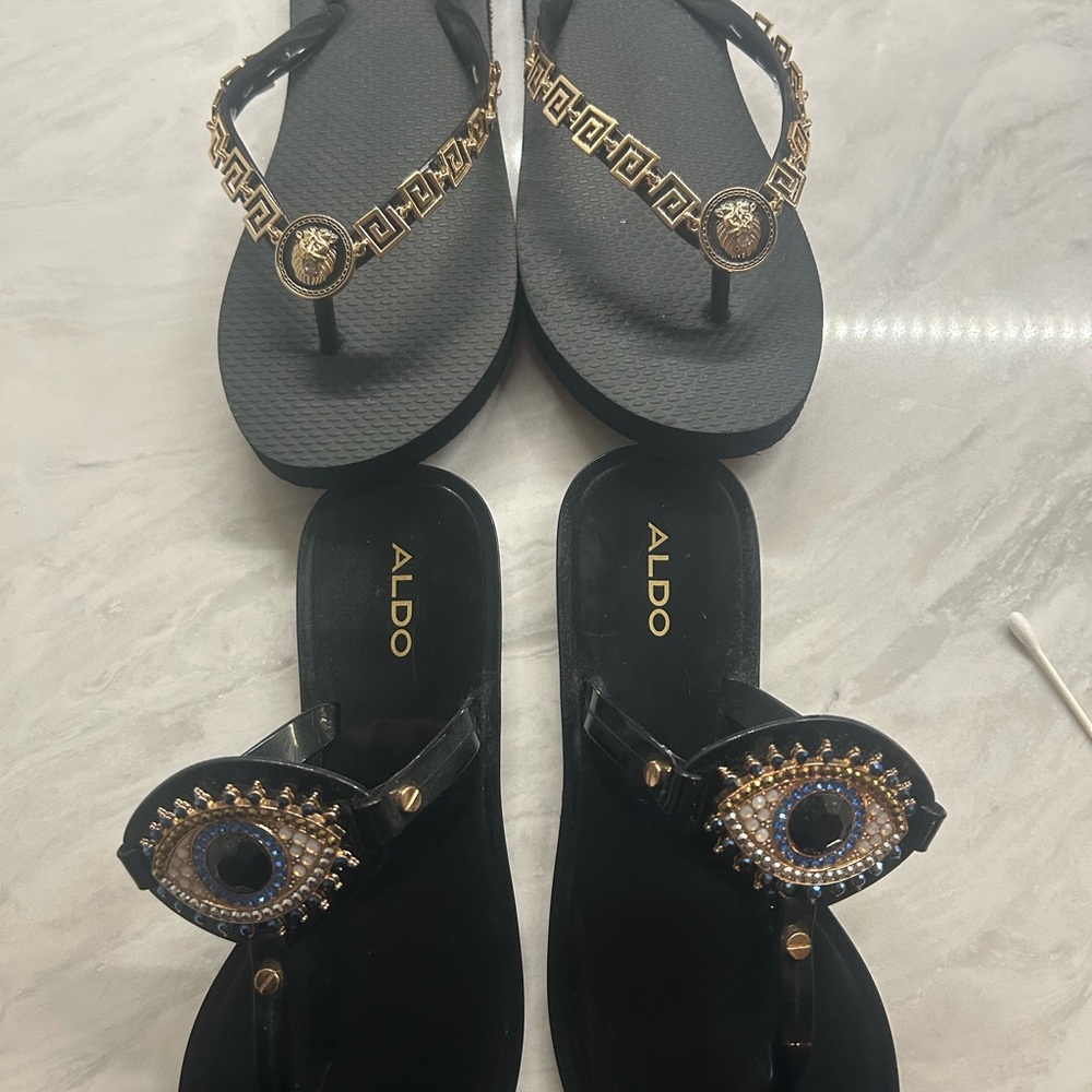 2 for the price of 1!!!! Aldo Black and Gold Embellished Sandals